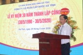 Đ/c: Võ Ngọc Vinh Giám đốc Công ty phát biểu Kỷ niệm 30 năm thành lập công ty cổ phần cấp nước Hà Tĩnh 30/05/1990-30/05/2020