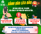 CẢNH BÁO CÁC HÀNH VI GIẢ DANH CÔNG TY CỔ PHẦN CẤP NƯỚC HÀ TĨNH GỌI ĐIỆN, NHẮN TIN LỪA ĐẢO, CHIẾM ĐOẠT TÀI SẢN NGƯỜI DÂN.